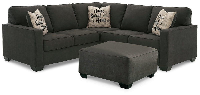 Lucina Charcoal 2-Piece Sectional With Ottoman