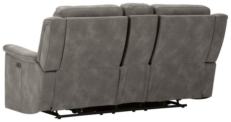 Next-Gen Durapella Slate Microfiber Power Reclining Loveseat With Console