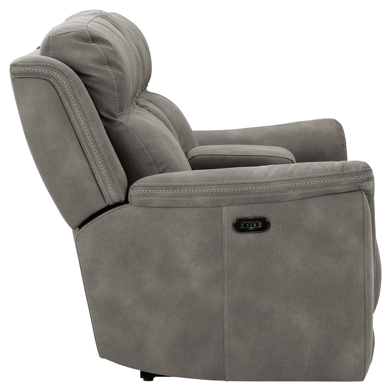 Next-Gen Durapella Slate Microfiber Power Reclining Loveseat With Console