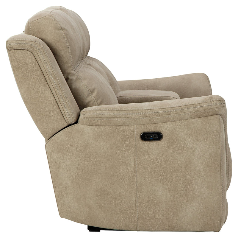 Next-Gen Durapella Sand Microfiber Power Reclining Loveseat With Console