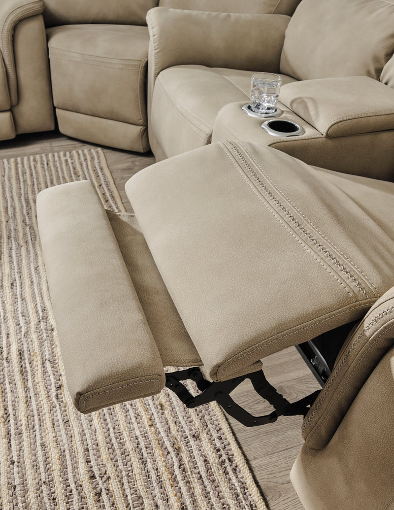 Next-Gen Durapella Sand Microfiber Power Reclining Loveseat With Console