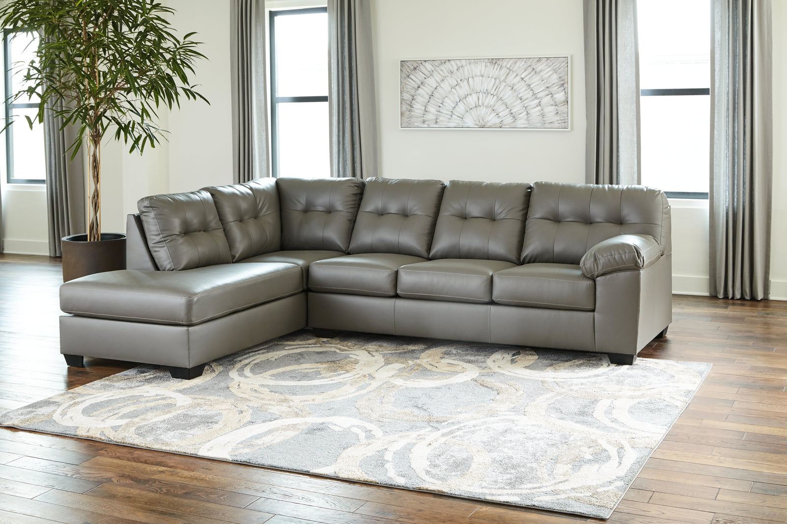 Donlen Gray 2-Piece Sectional With Chaise