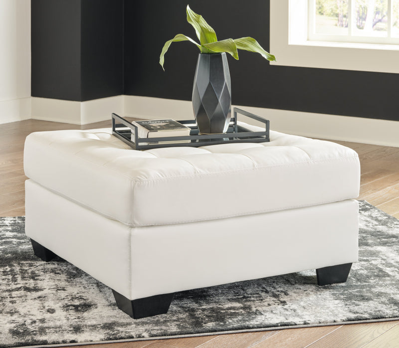 Donlen White Synthetic Oversized Accent Ottoman