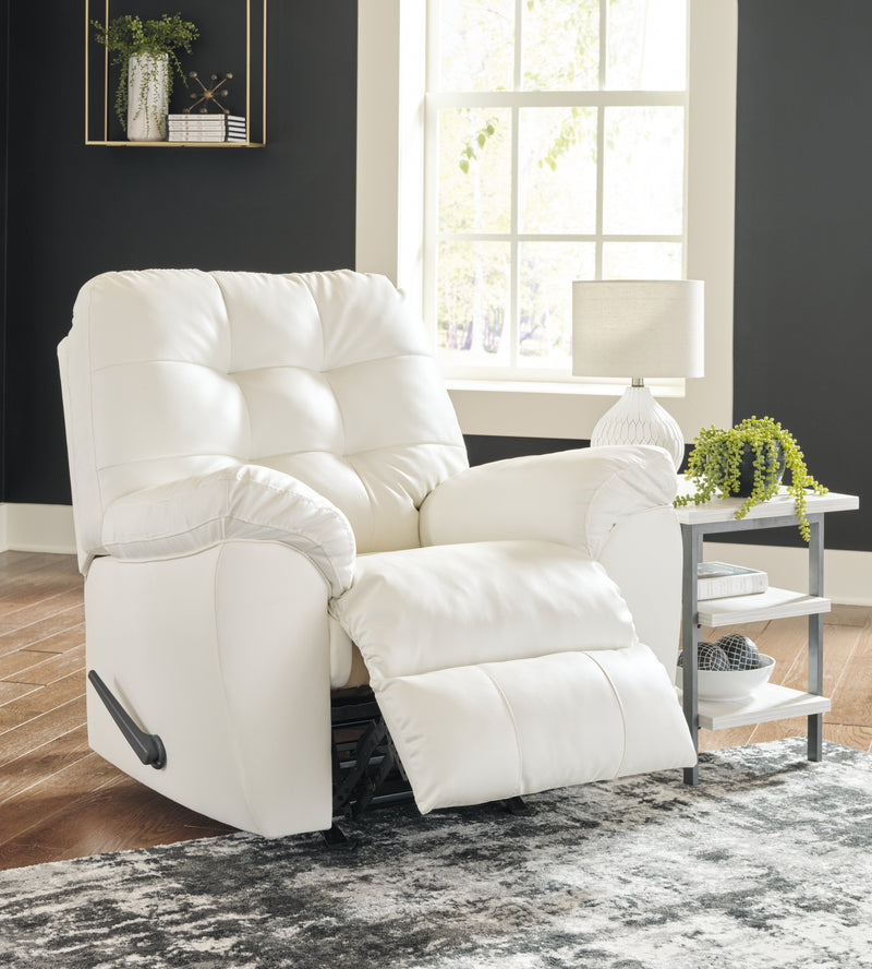 Donlen White Synthetic Recliner