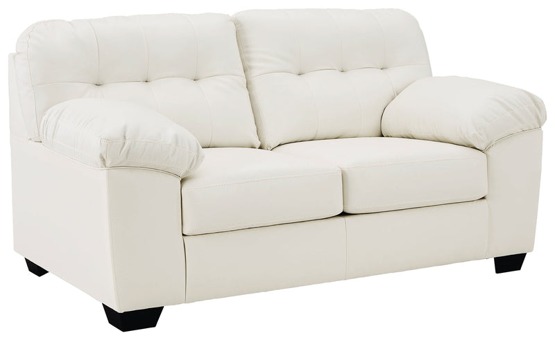 Donlen White Synthetic Loveseat