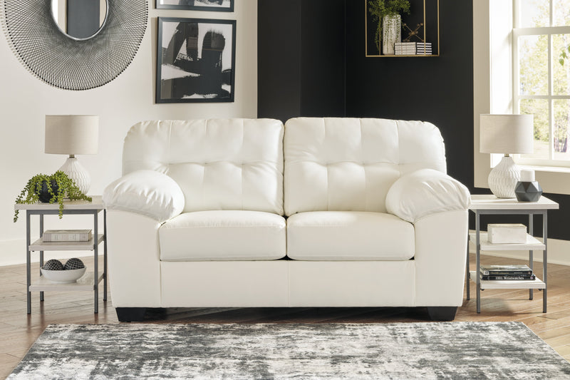 Donlen White Synthetic Loveseat