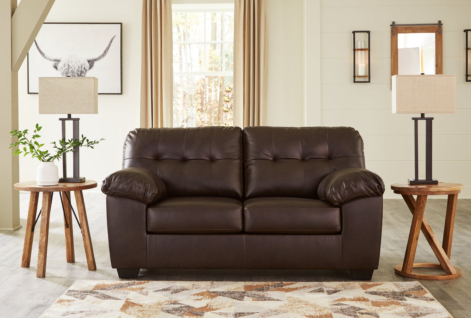 Donlen Chocolate Synthetic Loveseat