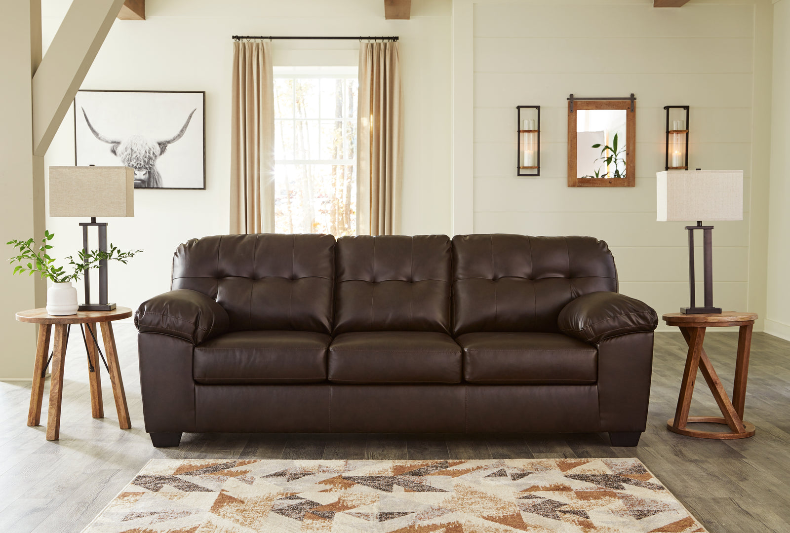 Donlen Chocolate Synthetic Sofa