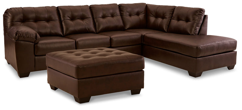 Donlen Chocolate 2-Piece Sectional With Ottoman