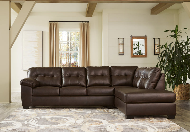 Donlen Chocolate 2-Piece Sectional With Ottoman