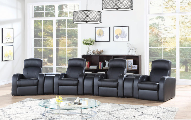 Cyrus Upholstered Recliner Living Room Set Black