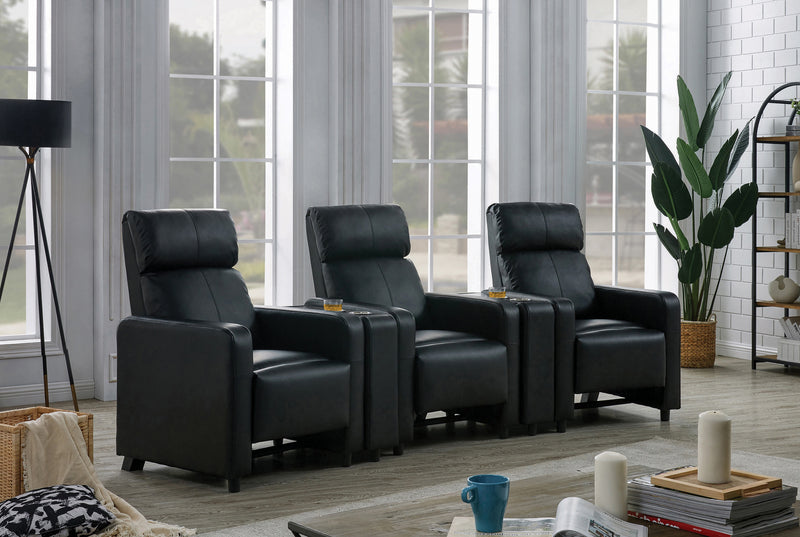 Toohey Home Theater Push Back Recliner Black