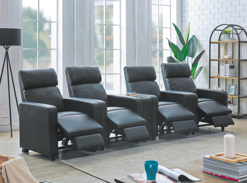 Toohey Home Theater Push Back Recliner Black