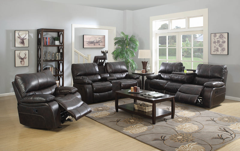 Willemse Motion Loveseat With Console Dark Brown