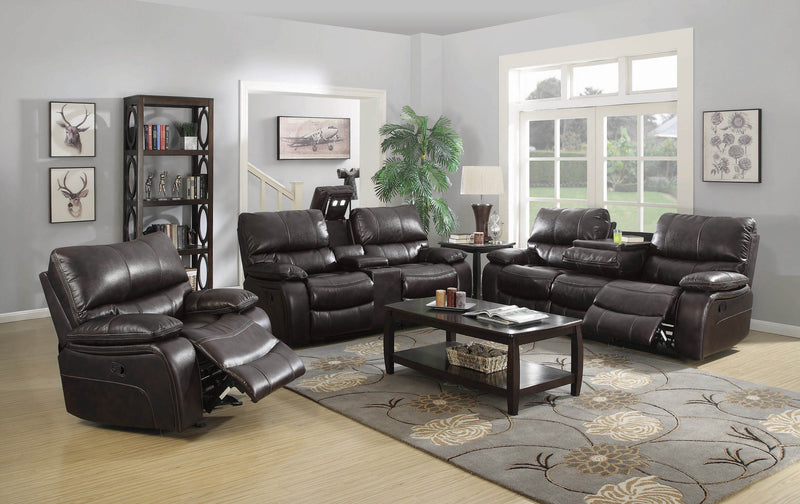 Willemse Motion Loveseat With Console Dark Brown