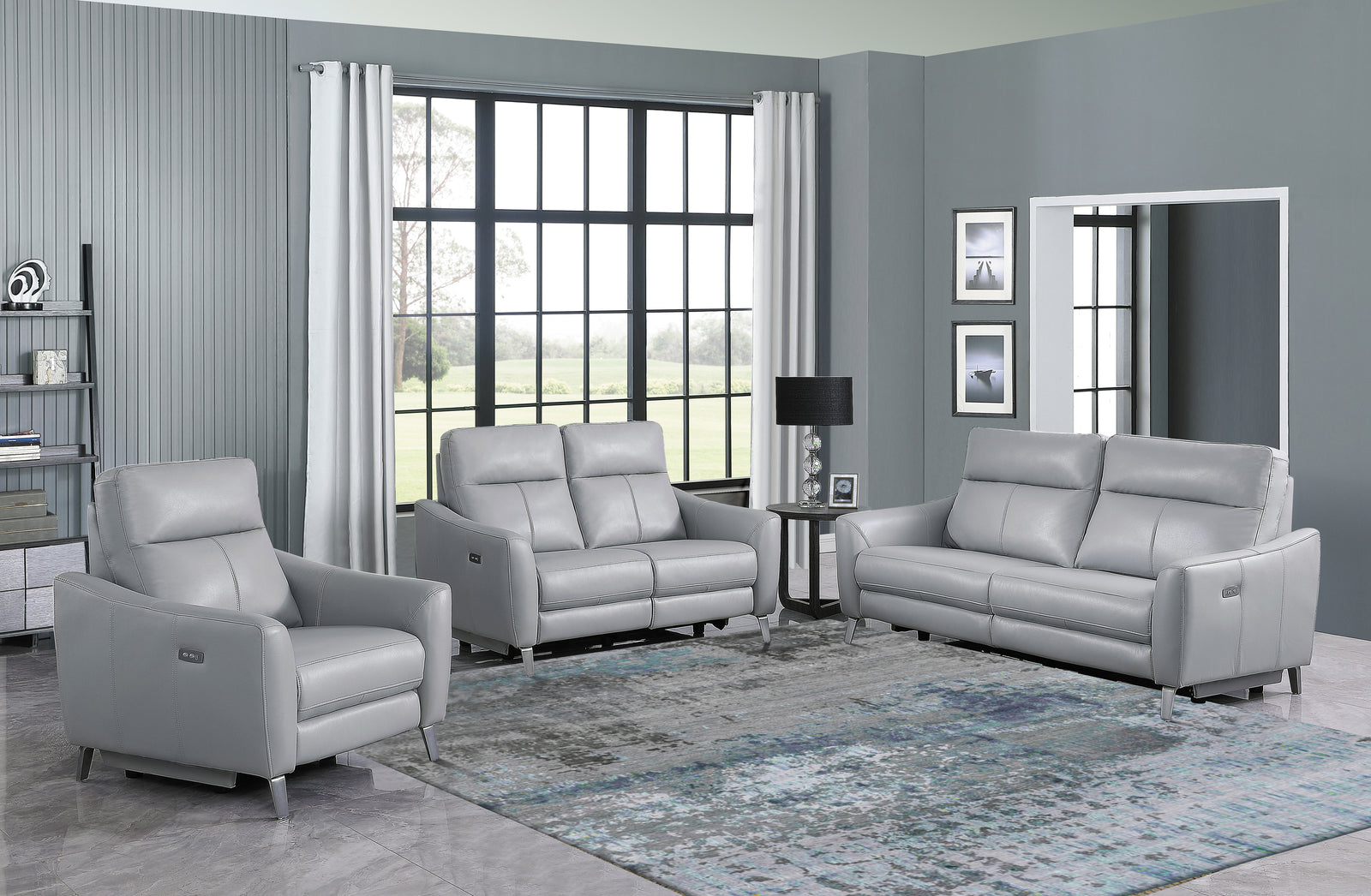 Derek Grey Upholstered 3 Pc Set