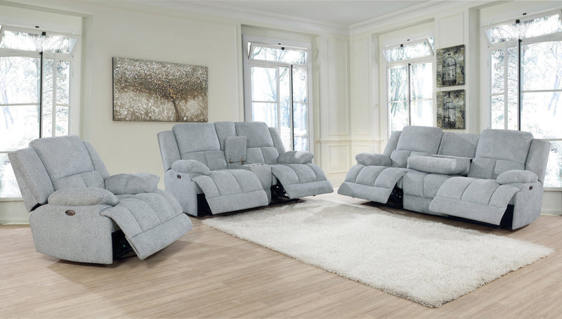 Waterbury 3 Piece Pillow Top Arm Power Living Room Set Grey