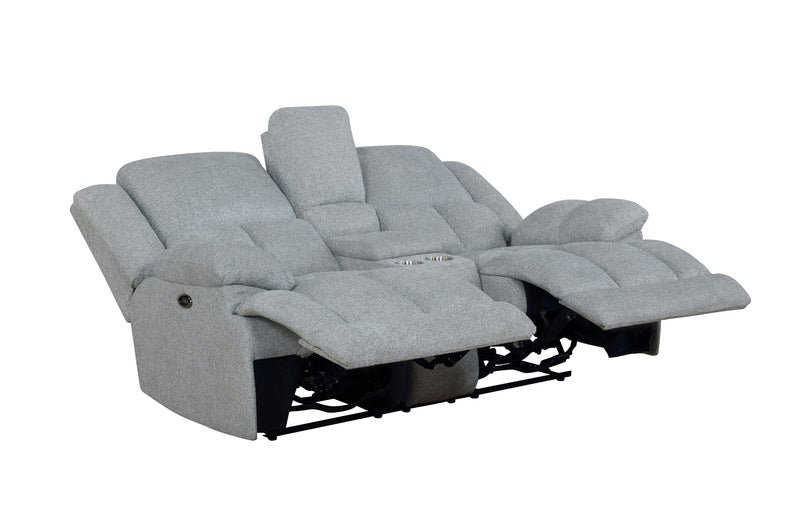 Waterbury Upholstered Power Loveseat With Console Grey