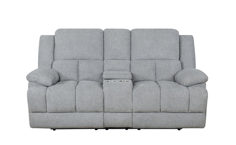 Waterbury Upholstered Power Loveseat With Console Grey