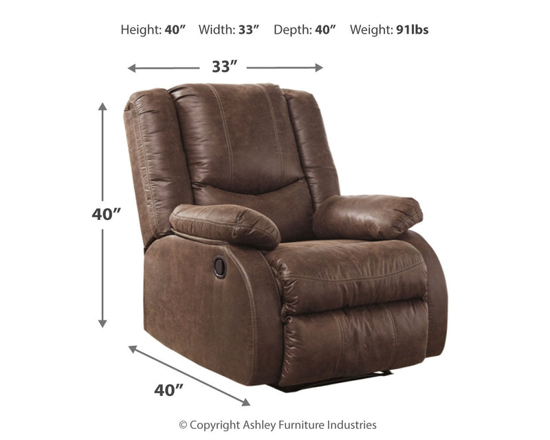 Bladewood Coffee Faux Leather Recliner