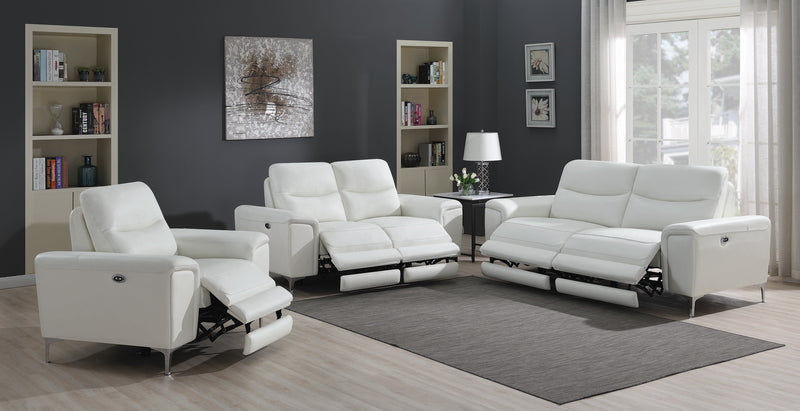 Largo 3 Piece Upholstered Power Living Room Set White