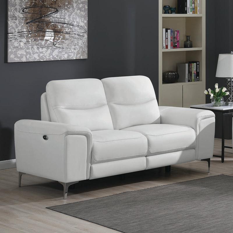 Largo 3 Piece Upholstered Power Living Room Set White