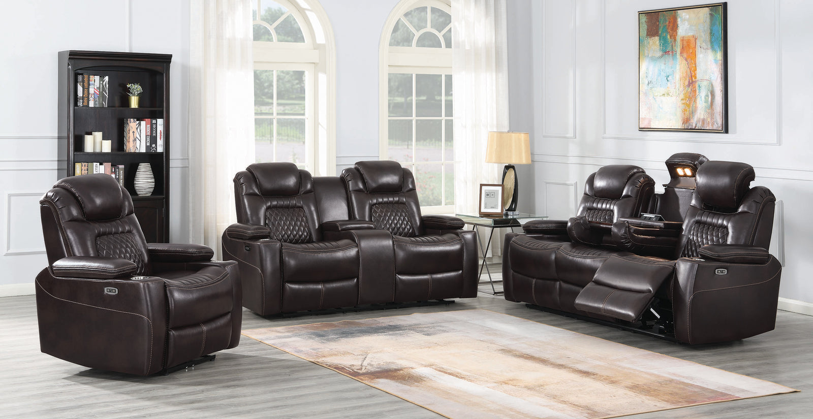 Korbach 3 Piece Power^2 Living Room Set Espresso