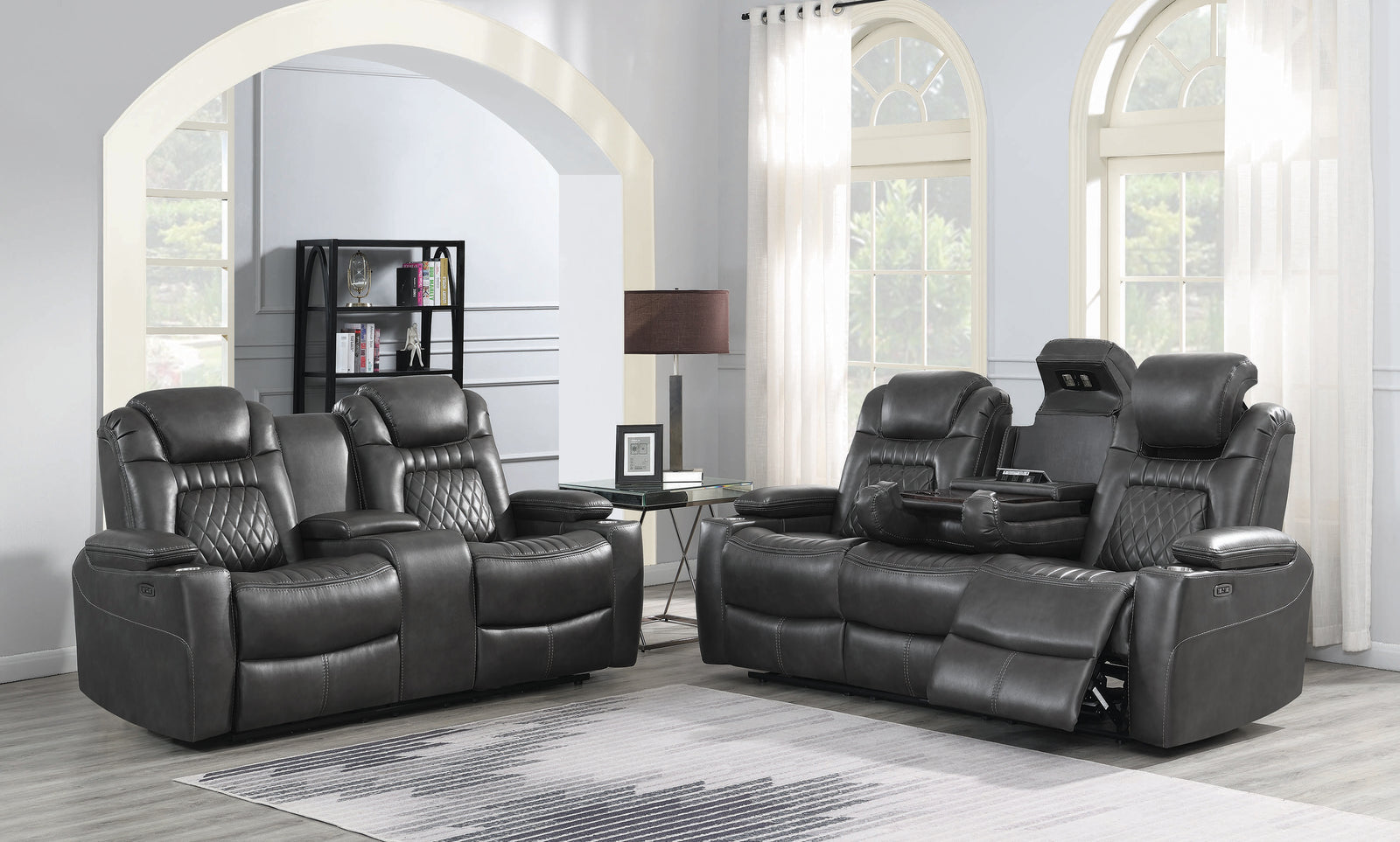 Korbach 2 piece Power^2 Living Room Set Charcoal