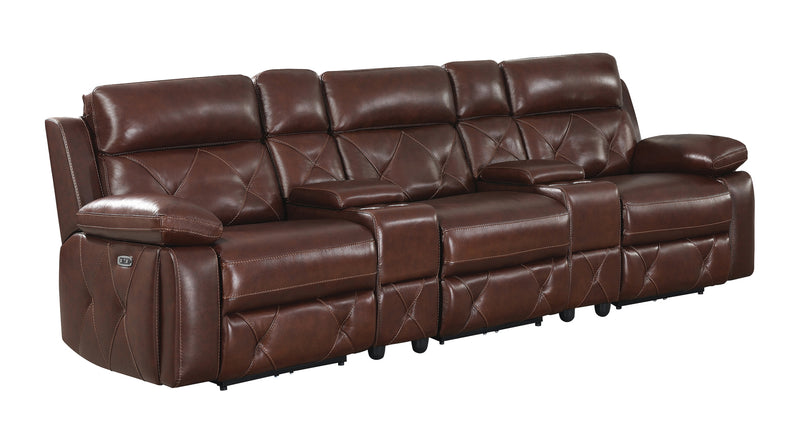 Chester Upholstered Power Reclining Seat And Headrest Sofa Chocolate