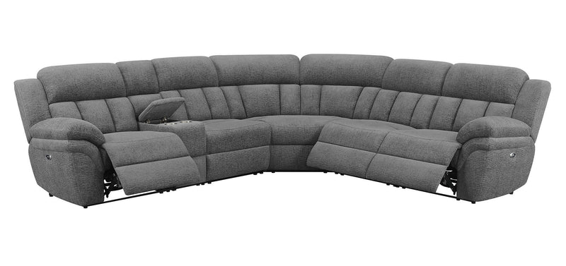 Bahrain 6 piece Upholstered Power Sectional Charcoal