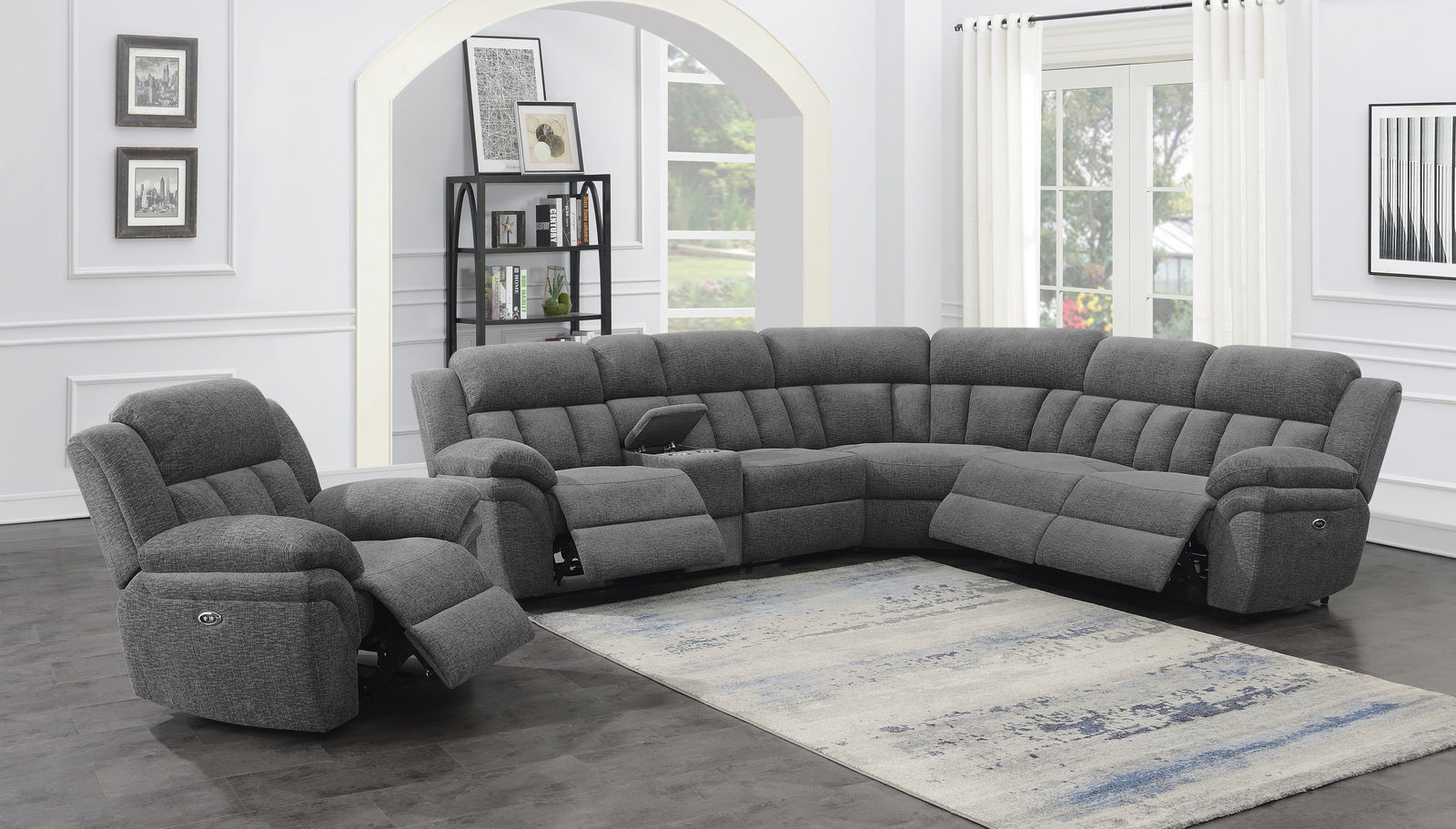 Bahrain 6 piece Upholstered Motion Sectional Charcoal