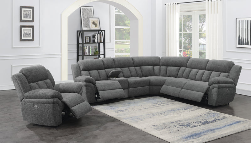 Bahrain 6 piece Upholstered Power Sectional Charcoal