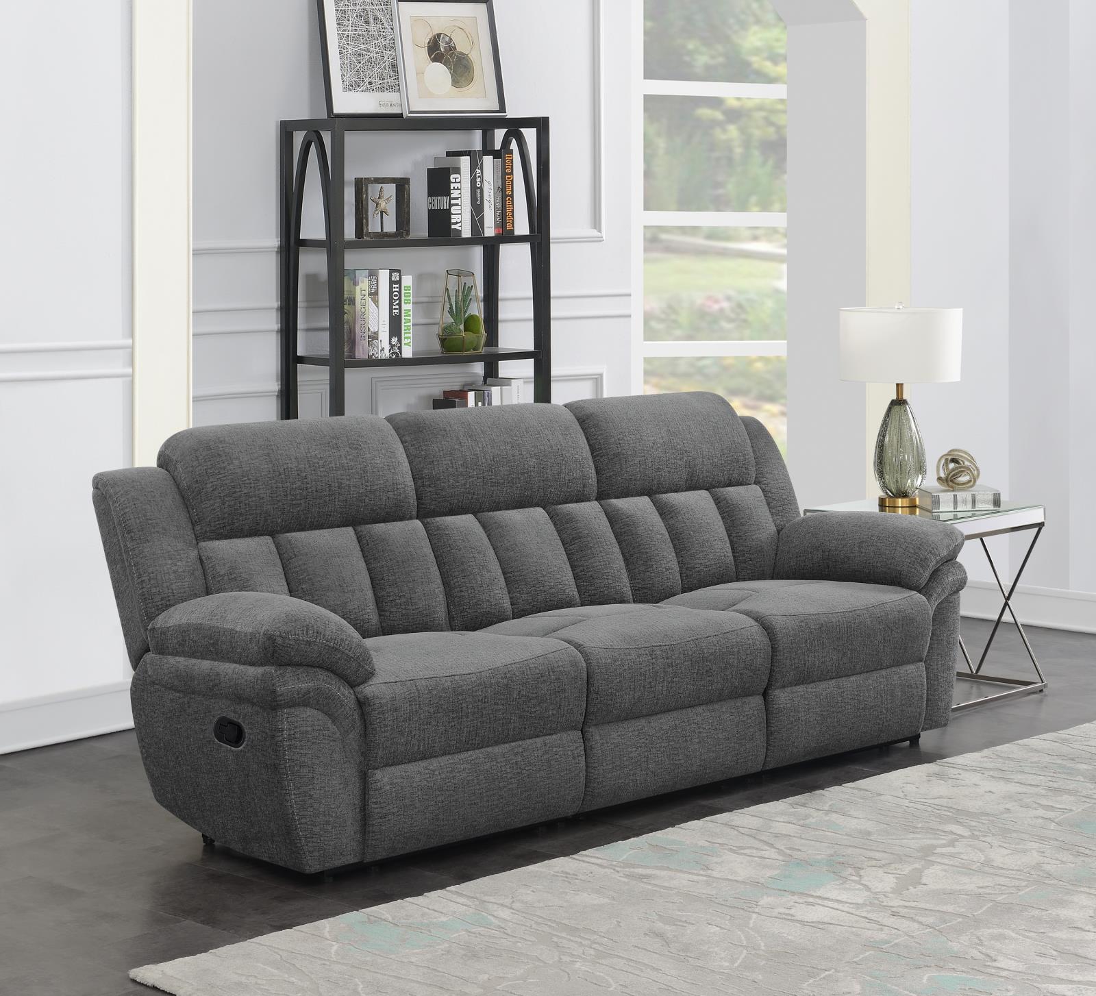 Bahrain Grey Upholstered Motion Sofa Charcoal