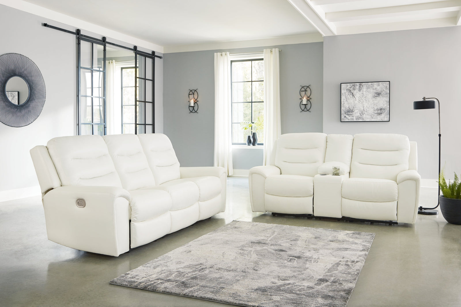 Warlin White Sofa Loveseat And Recliner