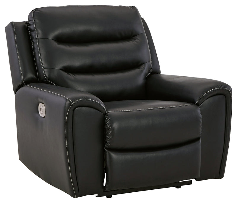 Warlin Black Faux Leather Power Recliner