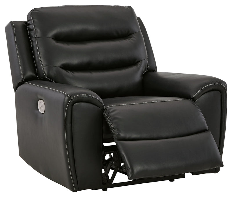 Warlin Black Faux Leather Power Recliner