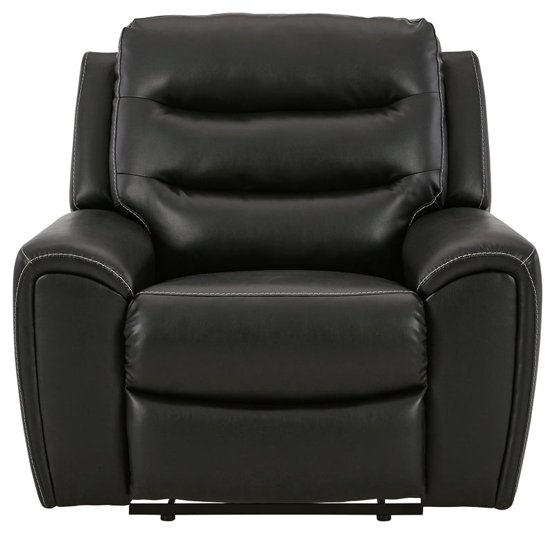 Warlin Black Faux Leather Power Recliner