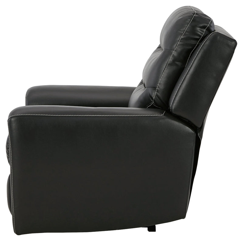 Warlin Black Faux Leather Power Recliner