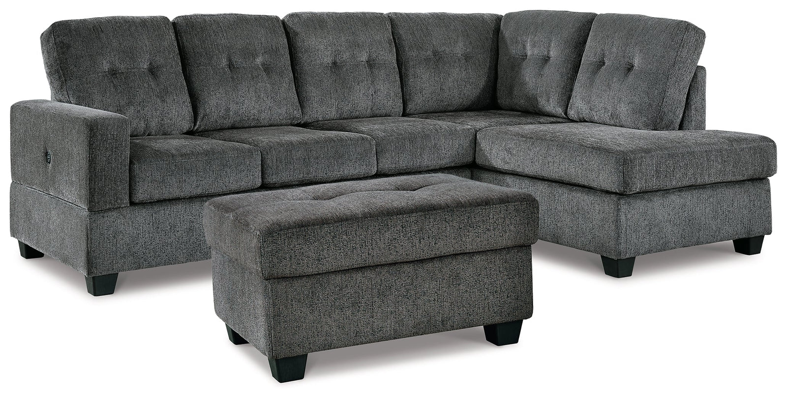 Kitler Smoke 2-Piece Sectional With Ottoman