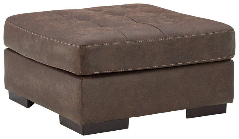 Maderla Walnut Faux Leather Oversized Accent Ottoman