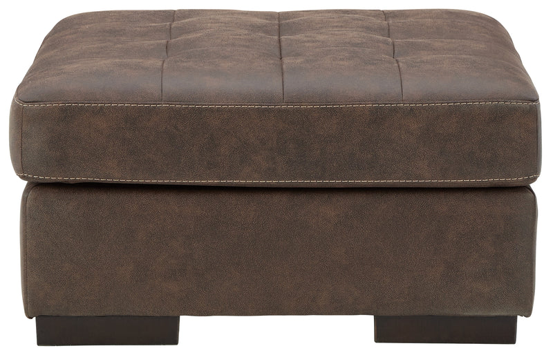 Maderla Walnut Faux Leather Oversized Accent Ottoman