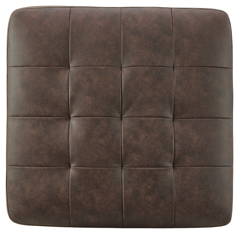 Maderla Walnut Faux Leather Oversized Accent Ottoman