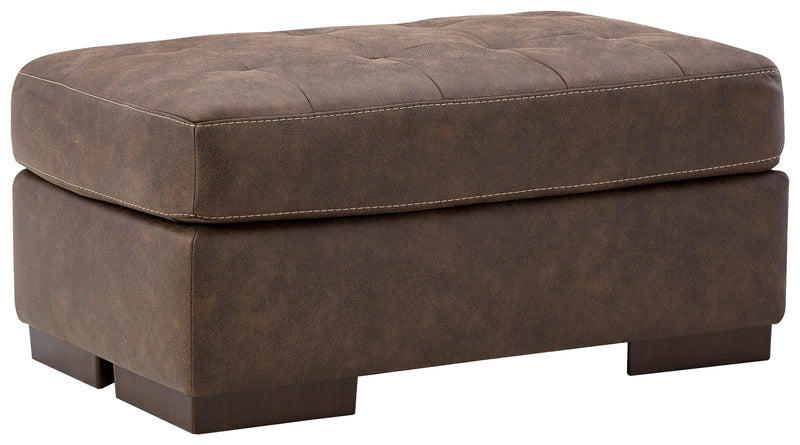 Maderla Walnut Faux Leather Ottoman