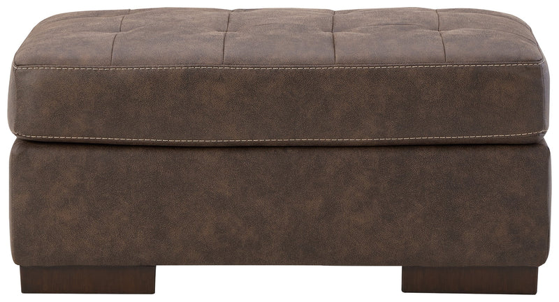 Maderla Walnut Faux Leather Ottoman