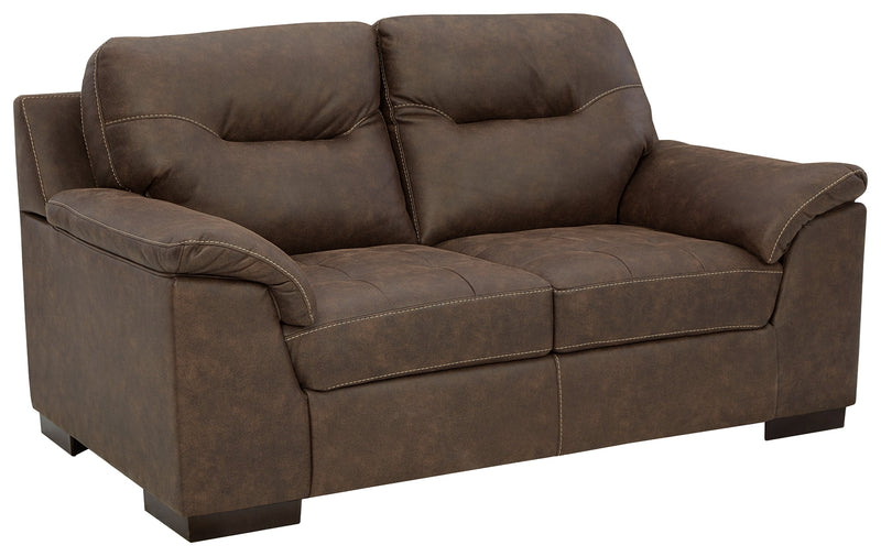 Maderla Walnut Faux Leather Loveseat