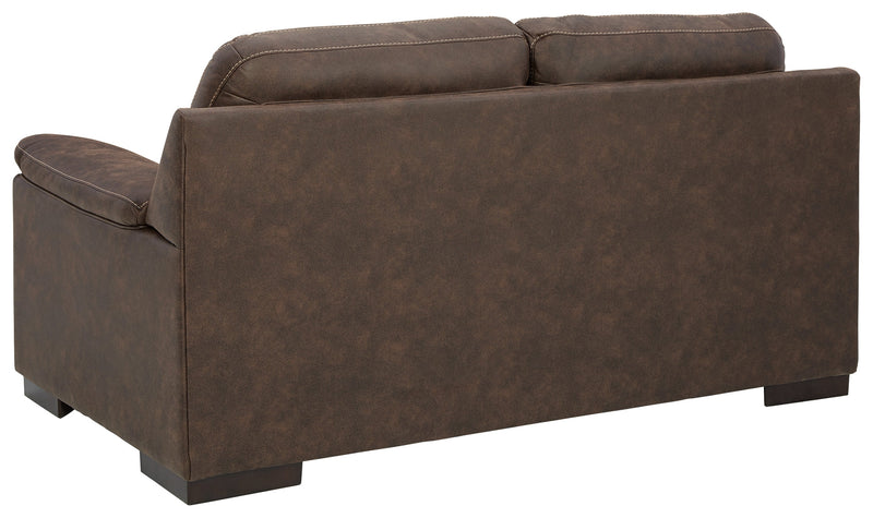 Maderla Walnut Faux Leather Loveseat