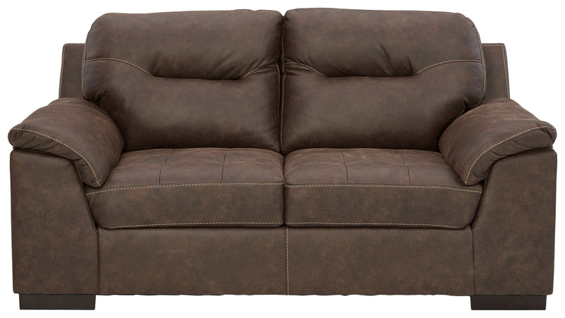 Maderla Walnut Faux Leather Loveseat