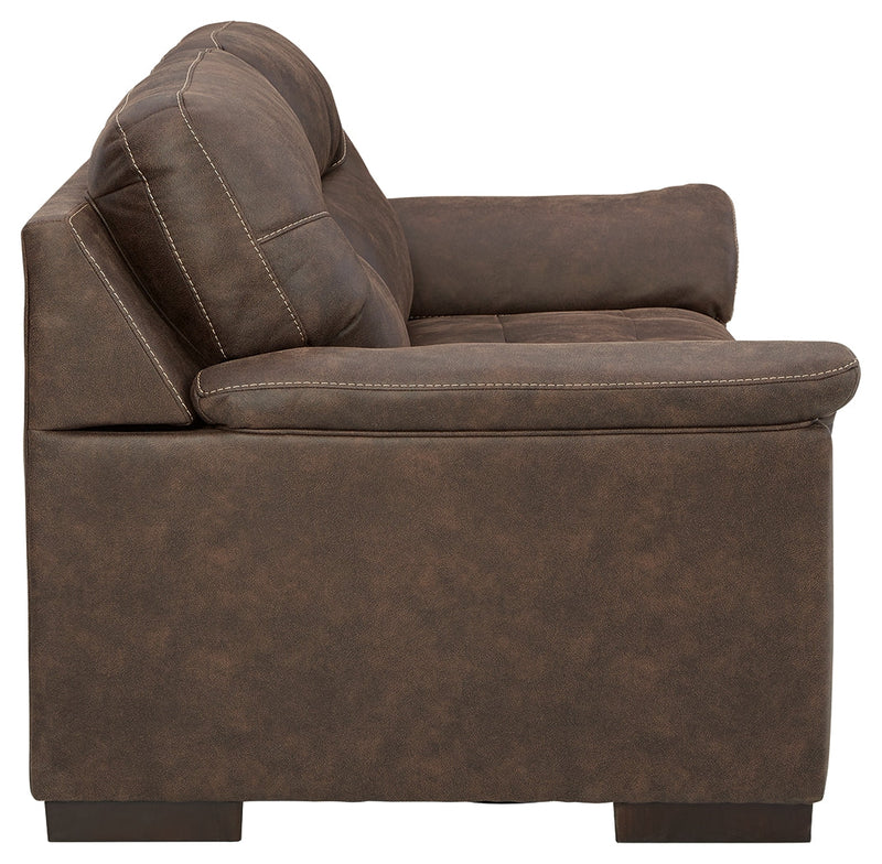 Maderla Walnut Faux Leather Loveseat