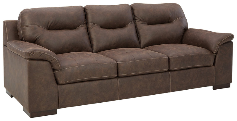 Maderla Walnut Faux Leather Sofa