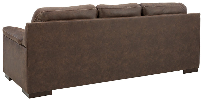 Maderla Walnut Faux Leather Sofa